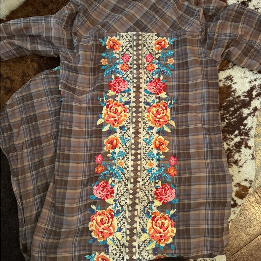 Floral Embroidered Plaid duster/dress